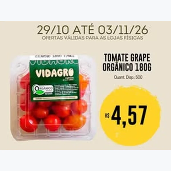 Recorte do encarte de Tomate Grape Orgânico Vidagro 180 g