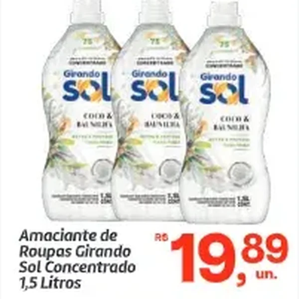 Amaciante de Roupas Concentrado Girando Sol 1,5 L