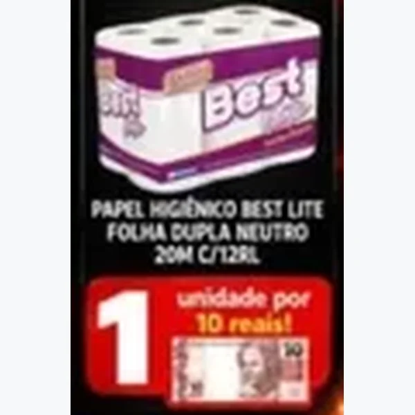 Recorte do encarte de Papel Higiênico Best Lite Folha Dupla Neutro 12 un × 20 un