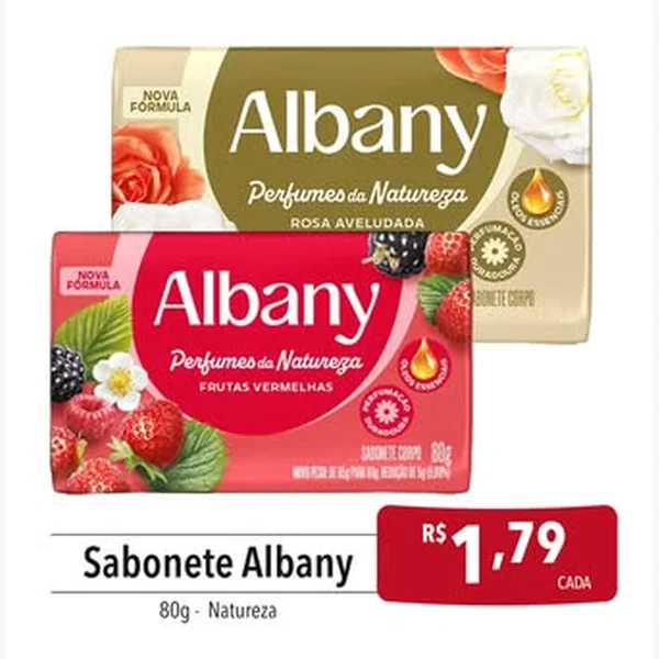Sabonete Perfumes da Natureza Frutas Vermelhas Albany 80 g