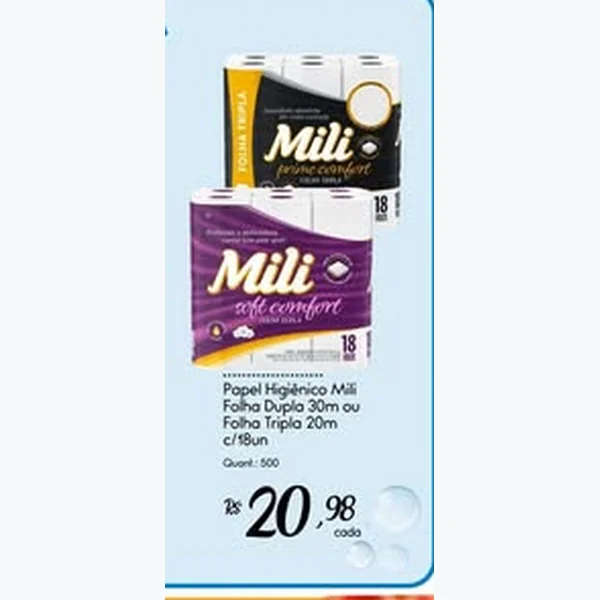 Recorte do encarte de Papel Higiênico Folha Dupla 18 un × 30 un