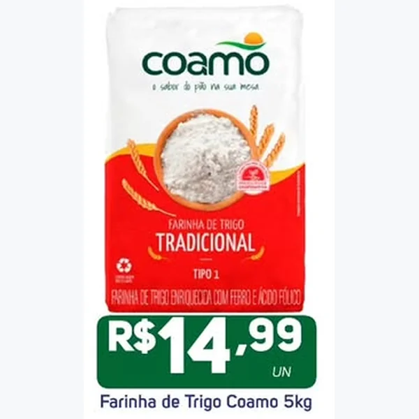 Recorte do encarte de Farinha de Trigo Tradicional Coamo 5 kg