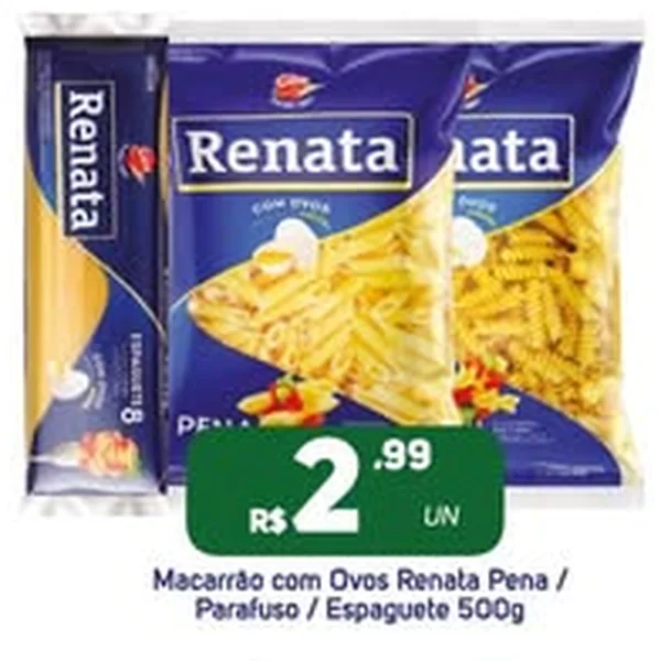 Recorte do encarte de Macarrão com Ovos Espaguete Renata 500 g