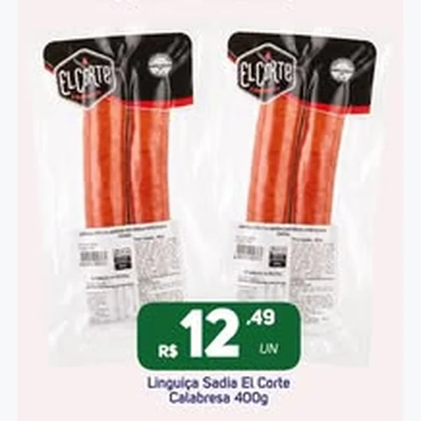 Recorte do encarte de Linguiça Calabresa Sadia El Corte 400 g