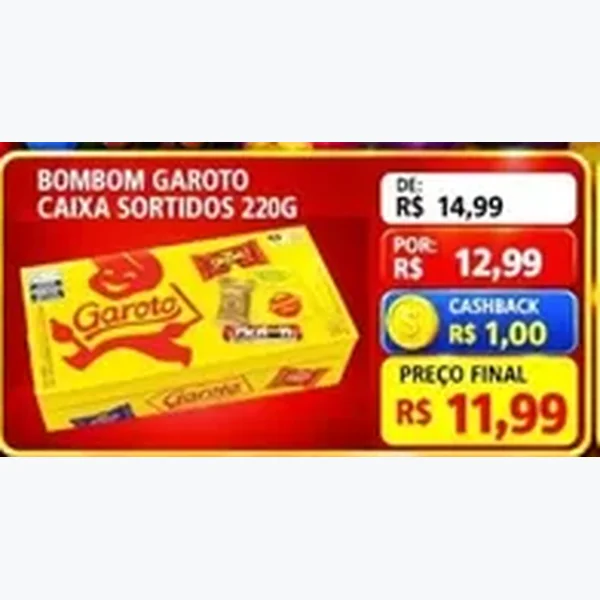 Recorte do encarte de Bombom Caixa Sortidos Garoto 220 g