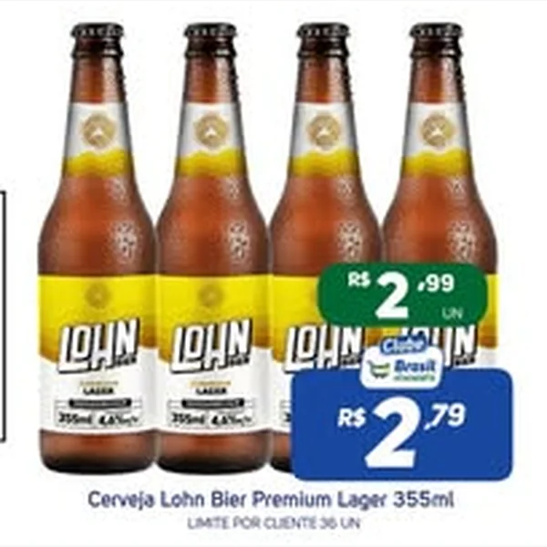 Recorte do encarte de Cerveja Premium Lager Lohn Bier 355 ml