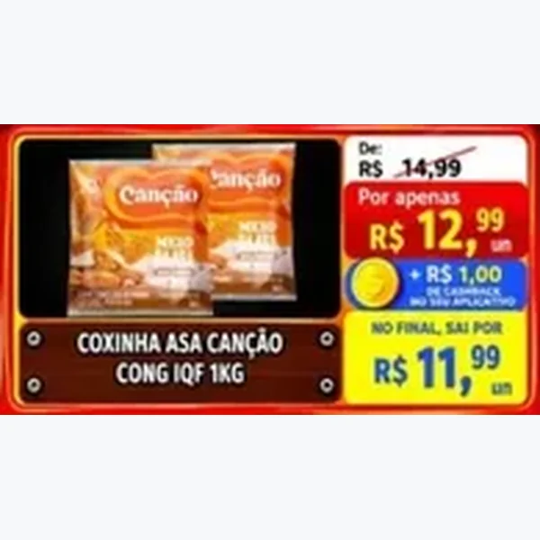 Recorte do encarte de Coxinha Asa Congelada Iqf Canção 1 kg