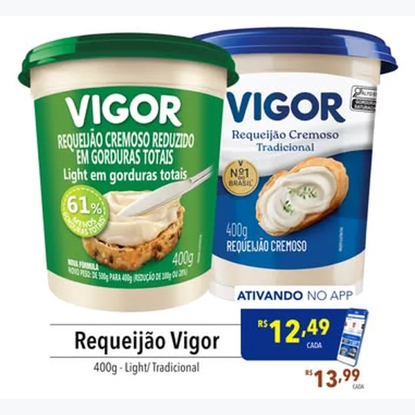 Recorte do encarte de Requeijão Cremoso Tradicional Vigor 400 g