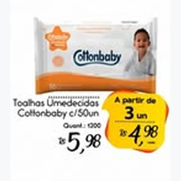 Recorte do encarte de Toalhas Umedecidas Cottonbaby 50 un