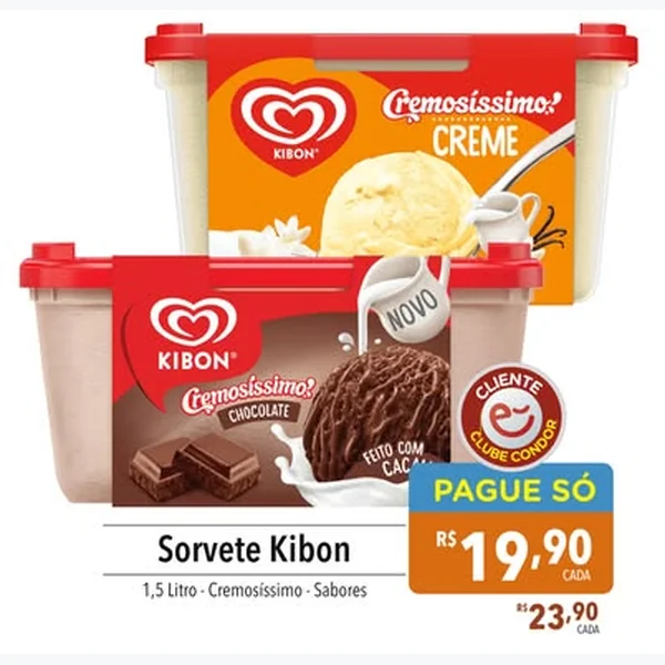 Recorte do encarte de Sorvete Cremosíssimo Creme Kibon 1,5 L