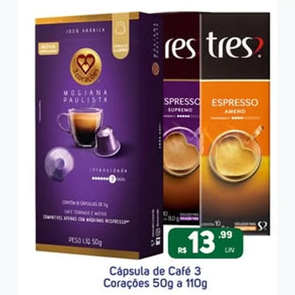 Cápsula de Café 3 Corações 50 g