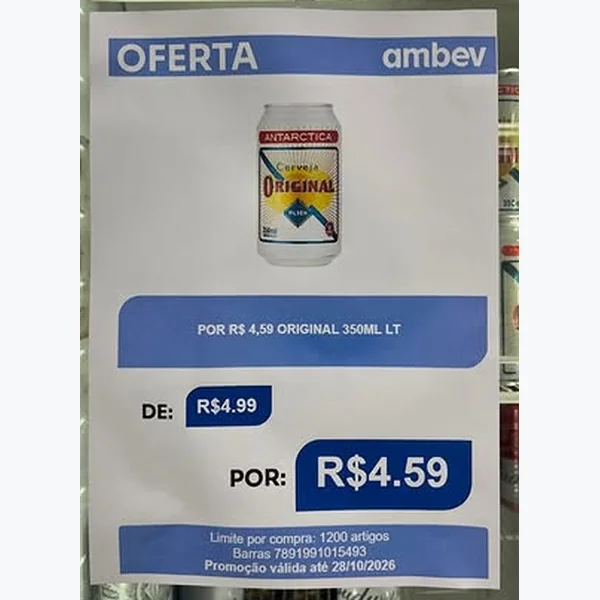 Recorte do encarte de Cerveja Original 350 ml