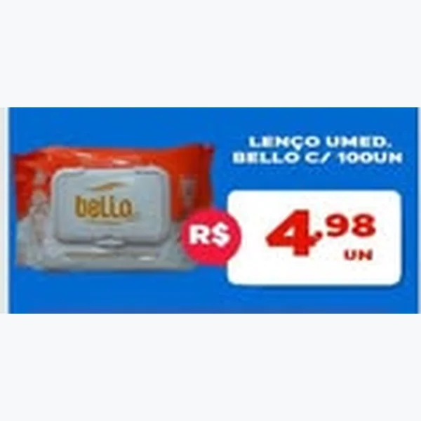 Recorte do encarte de Lenço Umedecido Bello 100 un
