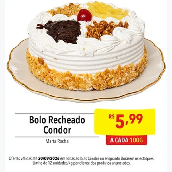 Bolo Recheado Marta Rocha Condor