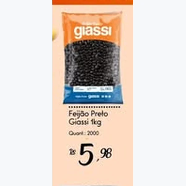 Recorte do encarte de Feijão Preto Giassi 1 kg