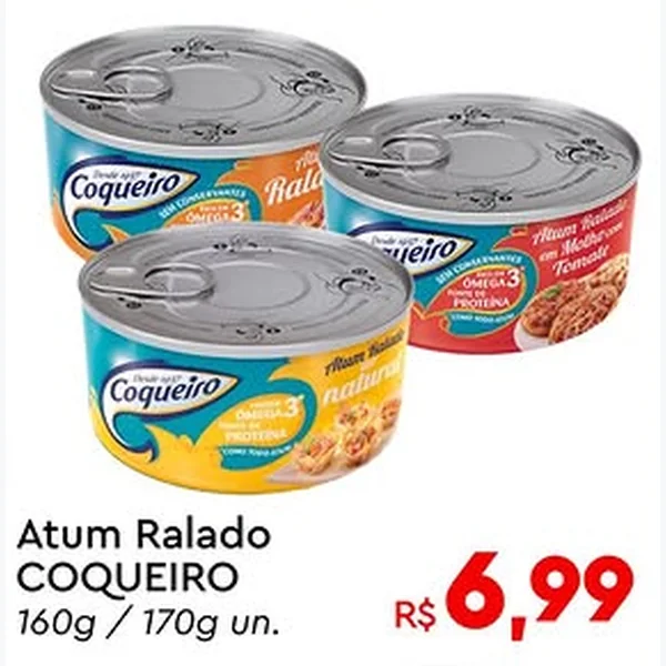 Recorte do encarte de Atum Ralado Coqueiro 160 g