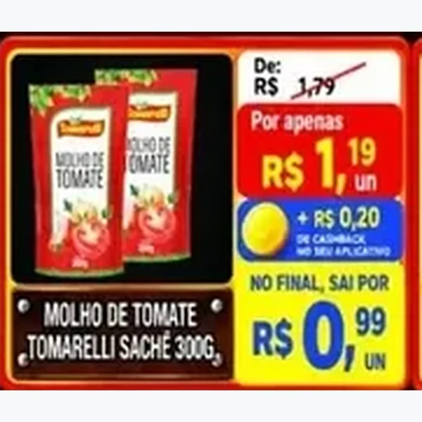 Recorte do encarte de Molho de Tomate Tomarelli 300 g