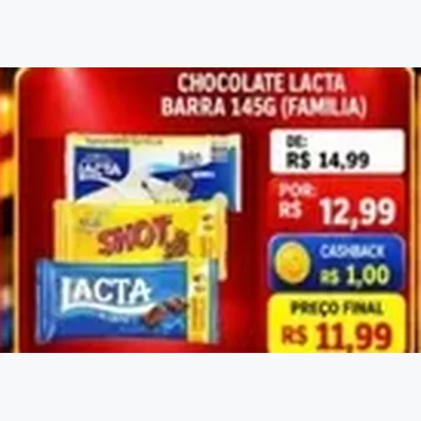 Recorte do encarte de Chocolate Barra Lacta 145 g