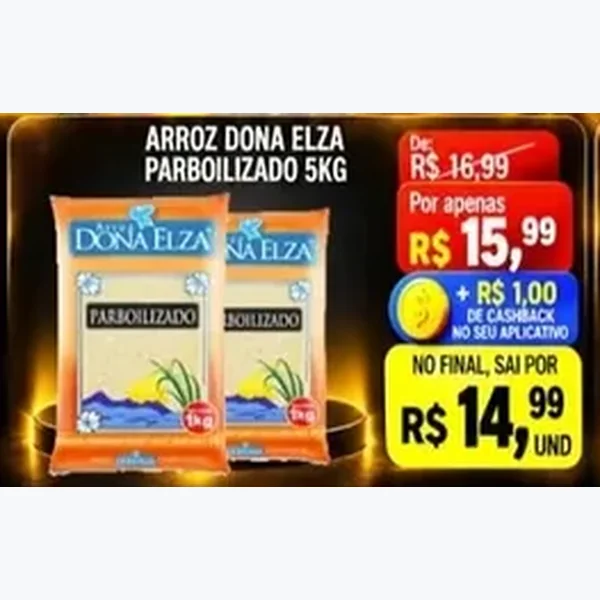 Recorte do encarte de Arroz Parboilizado Dona Elza 5 kg