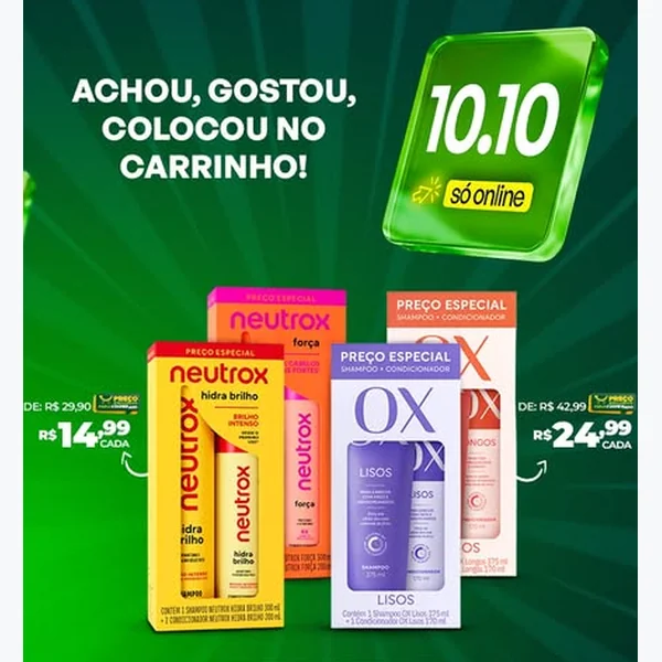 Recorte do encarte de Shampoo e Condicionador Lisos OX 2 un × 375 ml