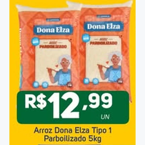 Recorte do encarte de Arroz Tipo 1 Parboilizado Dona Elza 5 kg