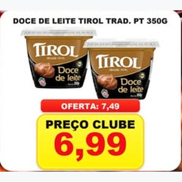 Recorte do encarte de Doce de Leite Tradicional Tirol 350 g