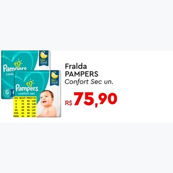 Recorte do encarte de Fralda Confort Sec Pampers