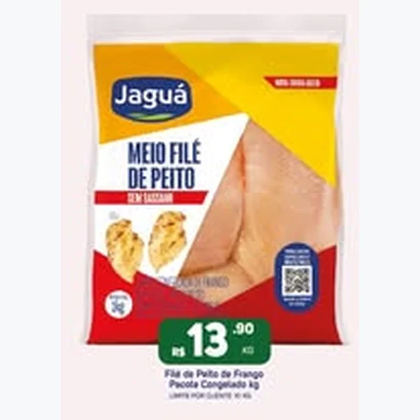 Recorte do encarte de Meio Filé de Peito sem Sassami Congelado Jaguá