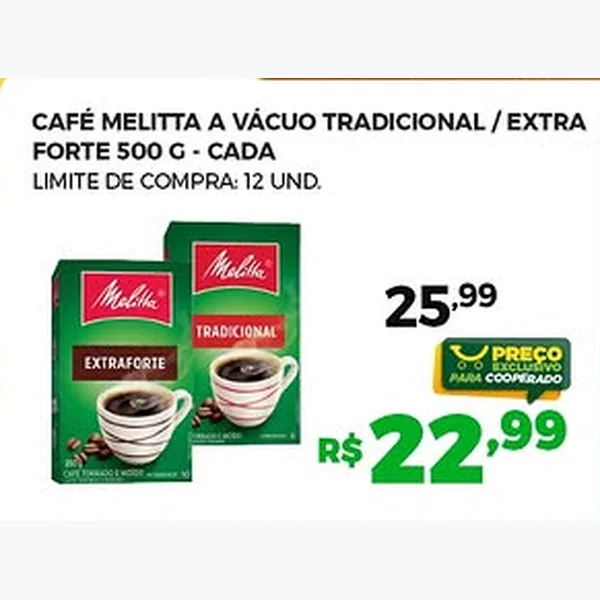 Recorte do encarte de Café a Vácuo Extra Forte Melitta 500 g