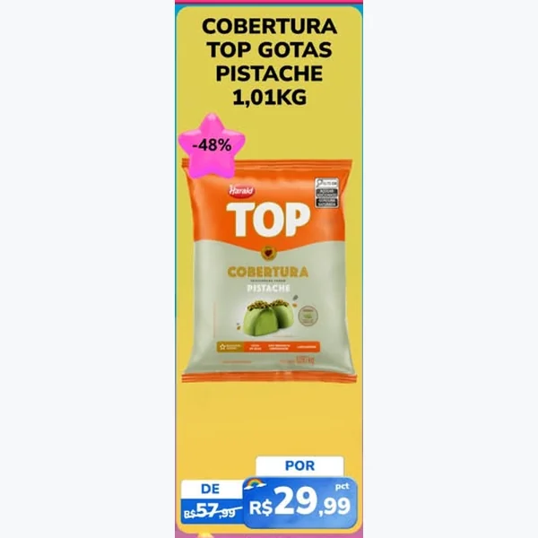 Recorte do encarte de Cobertura Top Gotas Pistache Harald 1,01 kg