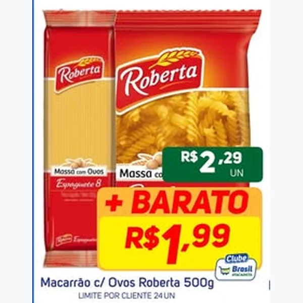 Recorte do encarte de Macarrão C/ Ovos Roberta 500 g