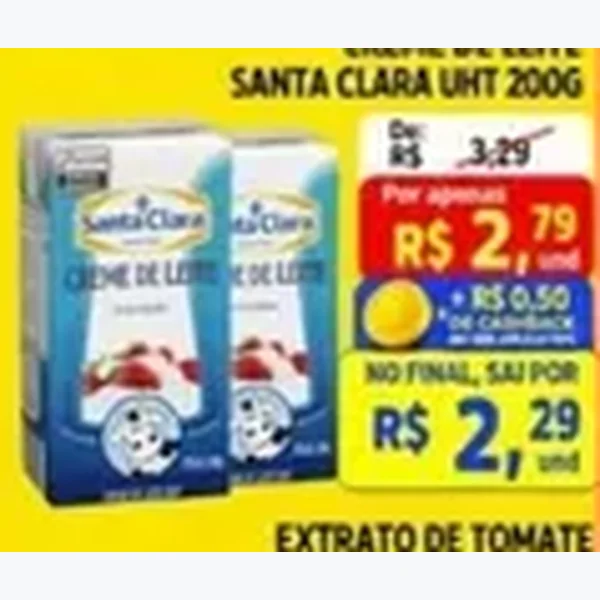 Recorte do encarte de Creme de Leite Santa Clara 200 g