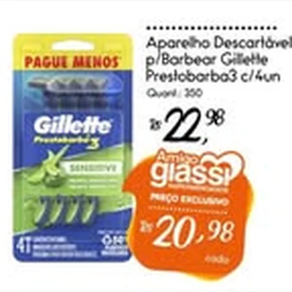 Recorte do encarte de Aparelho Descartável para Barbear Gillette 4 un