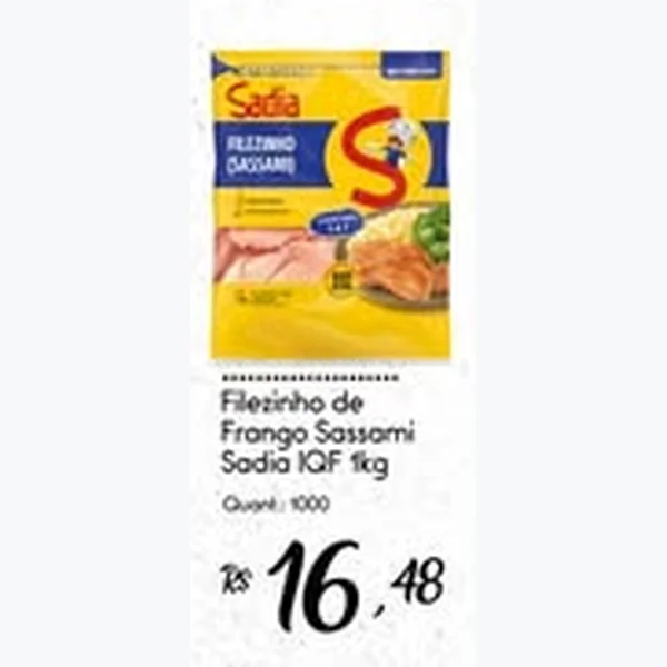 Recorte do encarte de Filezinho de Frango Sassami Iqf Sadia 1 kg