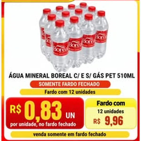 Recorte do encarte de Água Mineral Boreal 12 un × 510 ml