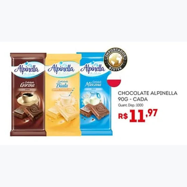 Recorte do encarte de Chocolate Alpinella 90 g