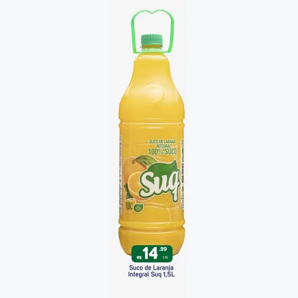 Recorte do encarte de Suco de Laranja Integral Suq 1,5 L