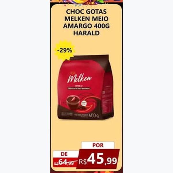 Chocolate Gotas Meio Amargo Harald Melken 400 g
