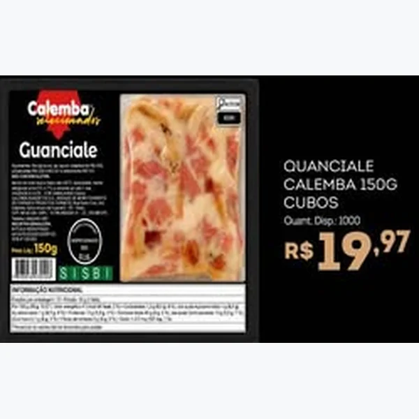 Recorte do encarte de Guanciale Cubos Calemba 150 g