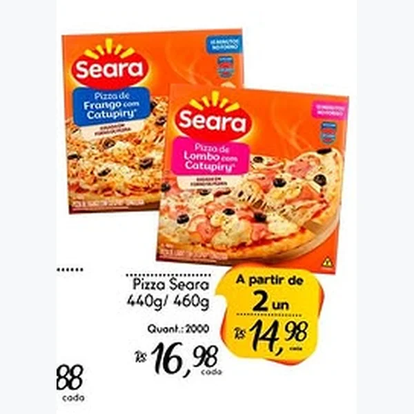 Recorte do encarte de Pizza de Lombo com Catupiry Seara 460 g