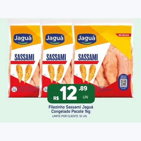Recorte do encarte de Filezinho Sassami Congelado Jaguá 1 kg