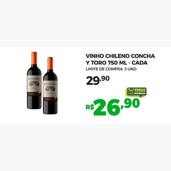 Vinho Chileno Concha y Toro 750 ml