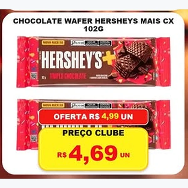 Recorte do encarte de Chocolate Wafer Hersheys Mais 102 g