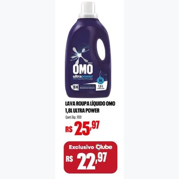Recorte do encarte de Lava Roupa Líquido Ultra Power Omo 1,8 L