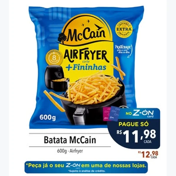Recorte do encarte de Batata Air Fryer Fininhas McCain 600 g