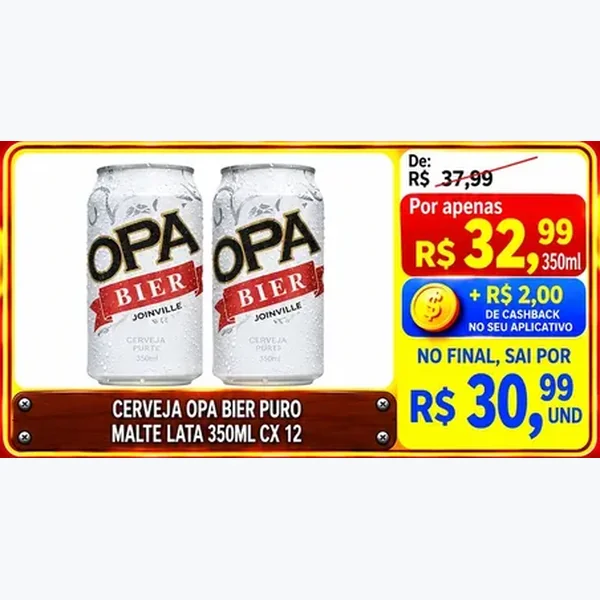 Recorte do encarte de Cerveja Puro Malte Opa Bier 12 un × 350 ml