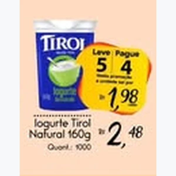 Recorte do encarte de Iogurte Natural Tirol 160 g