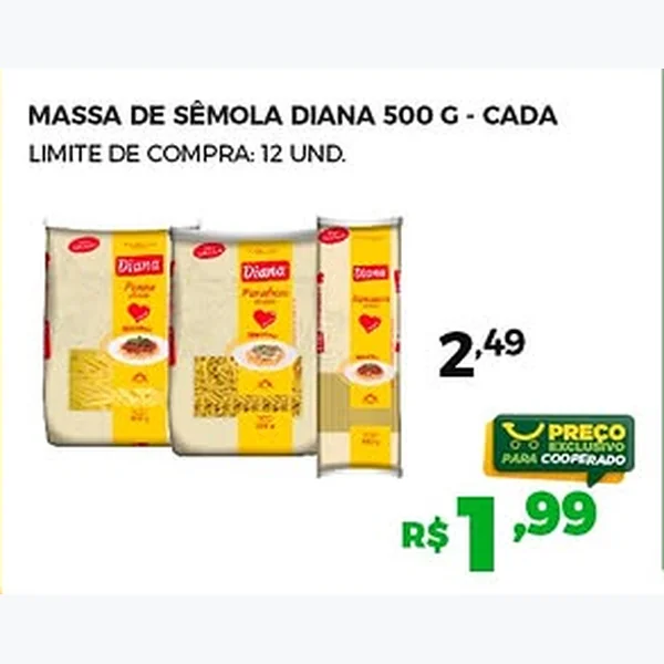 Recorte do encarte de Massa de Sêmola Diana 500 g