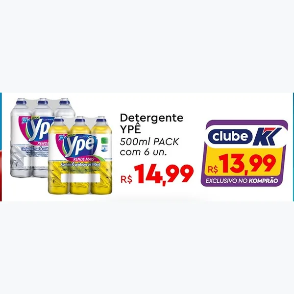 Recorte do encarte de Detergente YPÊ 6 un × 500 ml