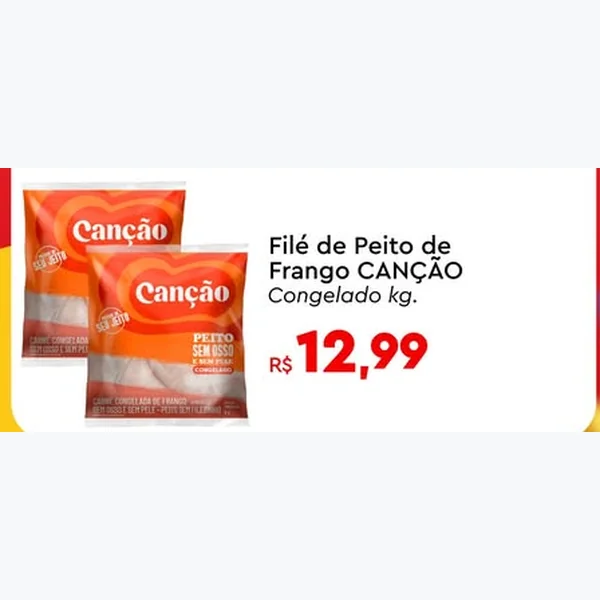 Recorte do encarte de Filé de Peito de Frango Congelado Canção